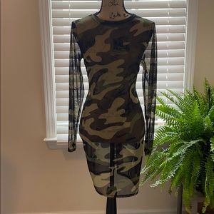 see through camo dress